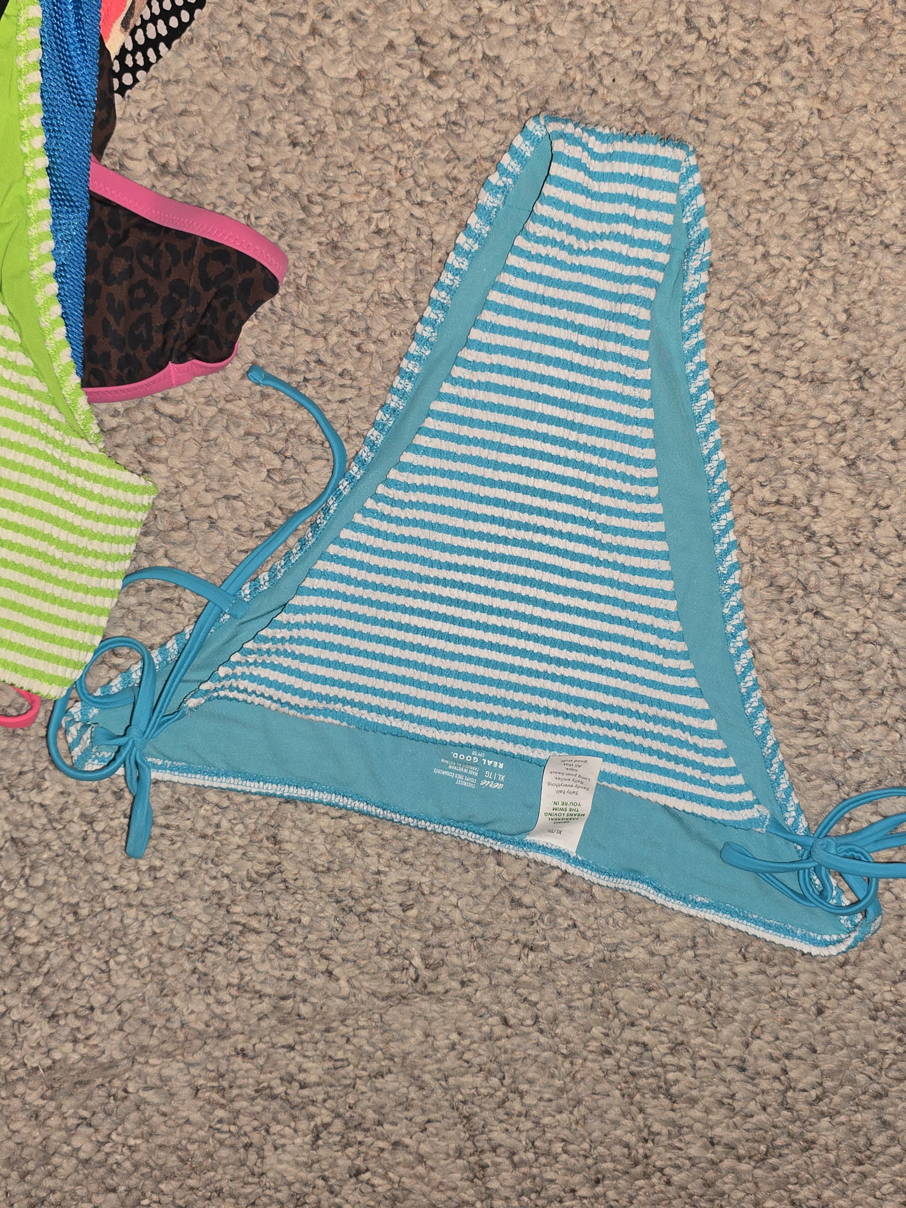 Aerie Blue And White Striped Tie-Side Bikini Bottoms